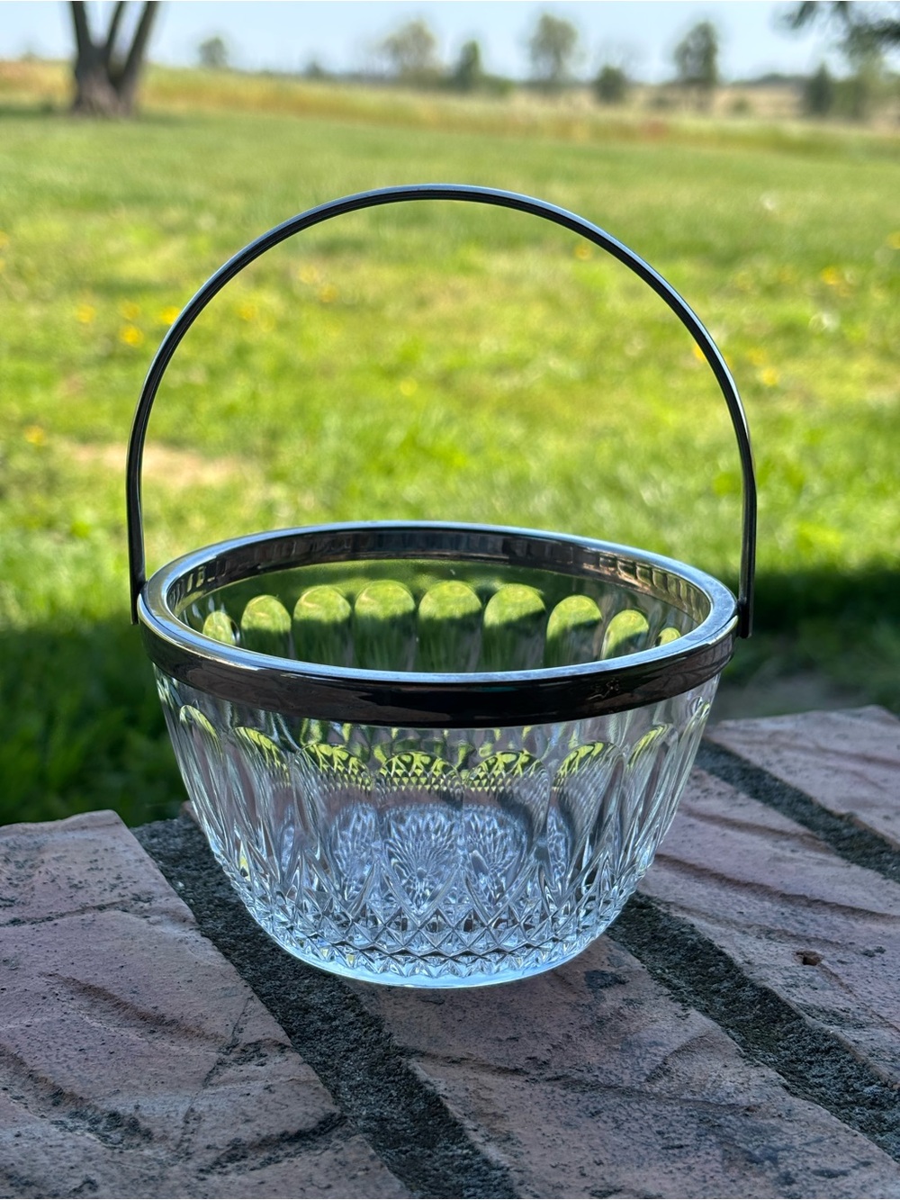 Crystal basket silver rimmed France